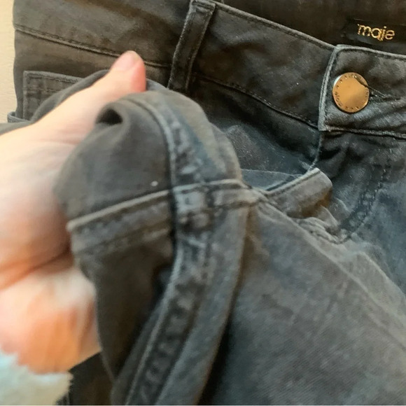 Maje Grey Skinny Jean Embroidered Back Pockets 38 - Picture 9 of 13
